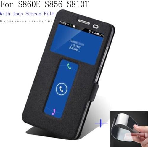 2pcs Smart view window flip case For Lenovo S860E S856 S810T case shell open window PU leather phone case S860E back cover skin