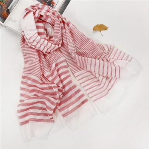 2021 Women Fashion Striped Printed Pattern Cotton Scarf Shawls Wraps Hijabs 7Colors 10pcs/lot