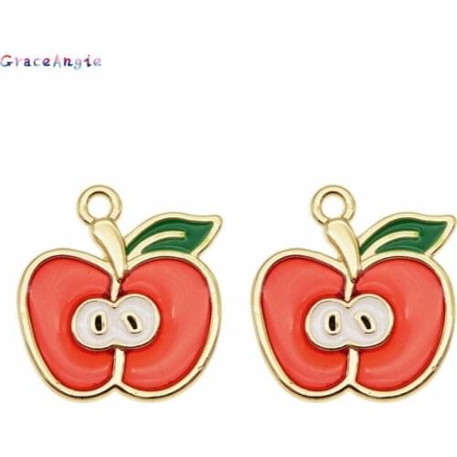 4pcs Cartoon Apple Charm Enamel Fruit Charms Alloy Summer Jewelry diy Earrings Crafts Necklace Keychain Pendant Christmas Dec