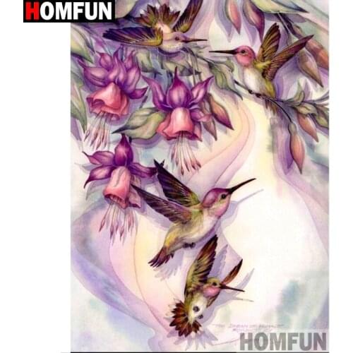 HOMFUN Full Square/Round Drill 5D DIY Diamond Painting "Birds and flowers" 3D Embroidery Cross Stitch 5D Home Decor A15024