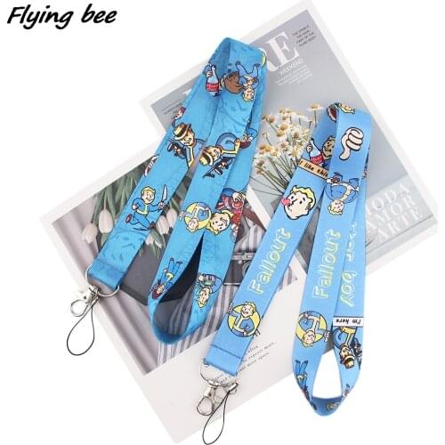 Flyingbee Cartoon Fallout Cool Man Lanyards ID Badge Holder ID Card Pass Mobile Phone Straps Badge Key Holder Keychain X1221