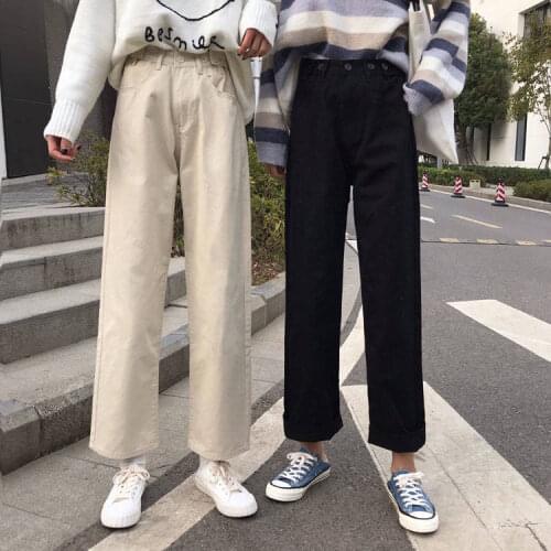 Casual Pants Women New Summer Korean Chic Preppy Lady Straight Pant Harajuku High Waist Black Trouser High Quality