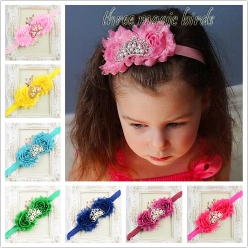 46pcs/lot Kids Alloy Crown And Chiffon Flowers Headband Top Quality Headwear For girls Hair Accessory FDA122