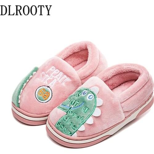 Winter Slippers for Boy Girl Cartoon Cute Warm Flat Shoes Children Non-slip Home Indoor Fashion Kids Slides Flip Flops