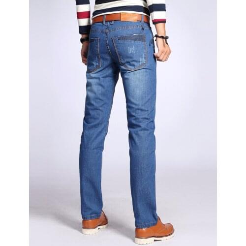 Mens Brand Biker Jeans Mens Fashion Pant Brand Black Jeans Pocket Male Casual Straight Denim Jeans New Arrival Slim Soft Denim