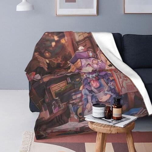 Action Genshin Impact Blankets Fleece Spring Autumn QiQi Electronic Games Lightweight Throw Blankets for Bed Outdoor Bedspread