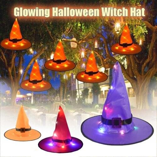Halloween Led Witch Hat Ghost Festival Christmas Home Party Decoration Props Cosplay Tiara Accessory Hanging Decor Supplies