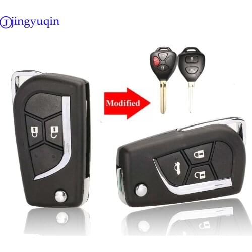Jingyuqin 5ps Modified Folding 2015 2/3 Buttons Remote Uncut Black Flip Key Shell Without Battery For Toyota Scion