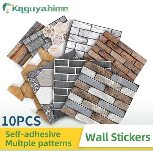 K-RU 3D Stone Wallpaper 10Pcs/lot Self-Adhesive Pattern Waterproof Wall Stickers Brick For Kitchen Living Room Home Decoration
