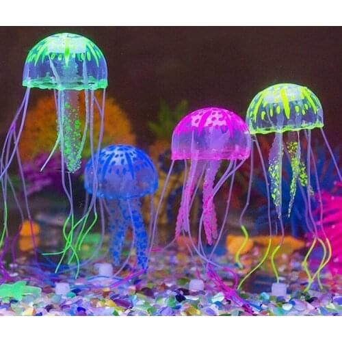 Colorful Artificial Jellyfish Aquarium Ornament Glowing Effect Fish Tank Decor Aquatic Pet Supplies Home Decoration Accessories