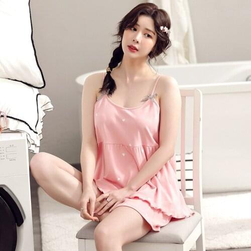 2021 Summer Womens Pajamas Sets Solid Color Sexy Nightgown Thin Large Sling Shorts Dot Nightwear Home Wear Sleepwear