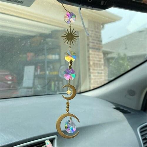 Suncatcher Moon Sun Catchers Crystal Bohemian Decor Car Window Prism Decoration Charms Home Boho Decor Witchy House Wall Hang Up