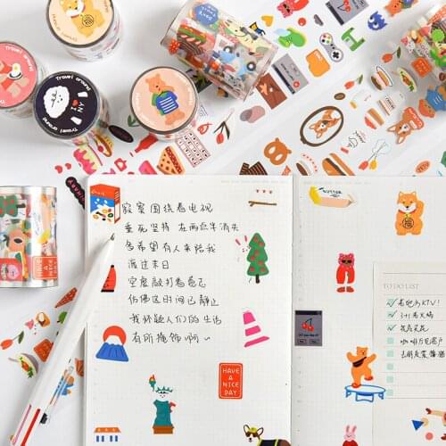 Cute Animals Global Travel Journal Washi Tape Adhesive Tape Diy Scrapbooking Sticker Label Masking Tapes