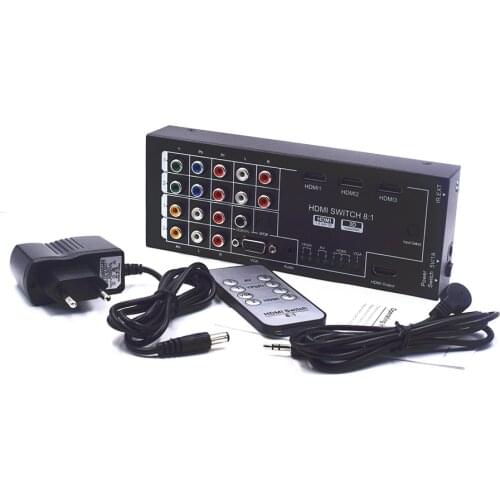 New Multi-Functional HDMI Switch Converter HDMI Audio Extractor with 8 Inputs to 1 HDMI Output with Optical / Coaxial 5.1 Ch