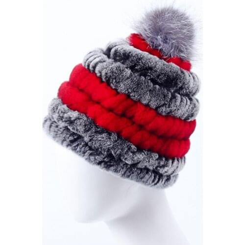 Real Rex Rabbit Rur Hat Fashion Aomens Autumn Knitted Winter Cap for Girl Beanie 2020 New H24