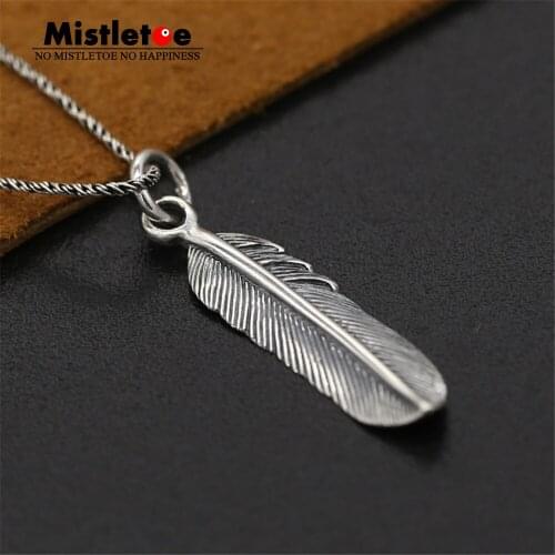 Genuine 925 Sterling Silver Vintage Punk Locomotive Indian Eagle Feather Pendant For Women Men Necklace Jewelry