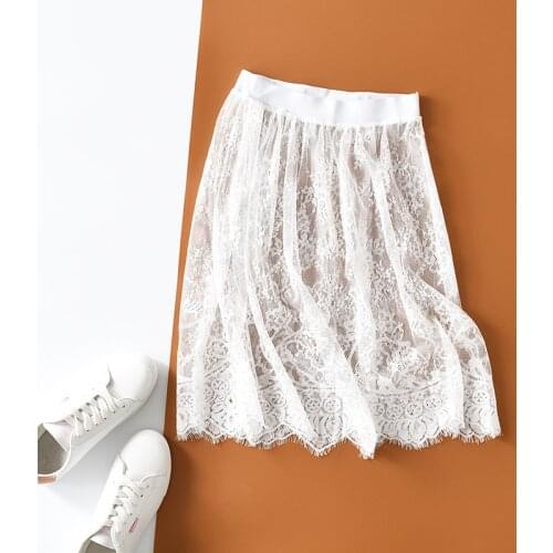 2019 New Fashion Autumn Winter Slips Women Casual Lace perspective Mini Skirts Ladies Basic Skirt petticoat Underskirt