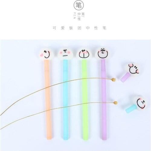 Wholesale 12pcs /set Cartoon Onigiri Face Gel link Pens Fresh 0.5mm writing Stationery for office & School Supplies
