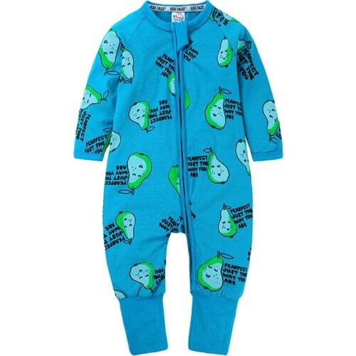 Newborn Boy Girls Long Sleeve Autumn Romper Unisex Baby Clothes Cotton Jumpsuit Outfits Zipper Front Open One-Piece Sleepwear