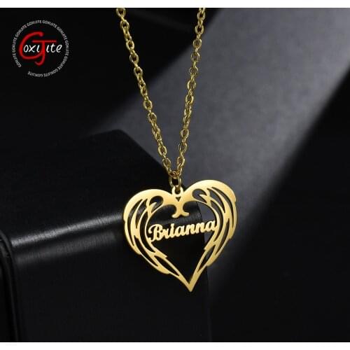 Goxijite Handmade Name Heart Necklace Stainless Steel Gold Love Nameplate Chain Necklaces For Women Stainless Steel Jewelry