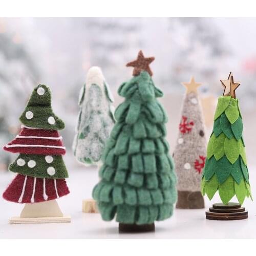 Festive Party Supplies baize wood Tabletop Decorations MINI Ornaments Christmas Tree