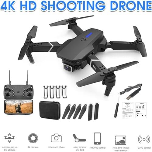 New E88 Mini Drones Profesional Foldable RC Quadcopter with HD 4k Single/Dual Camera Pressure Altitude Hold Drone Toy for Adult