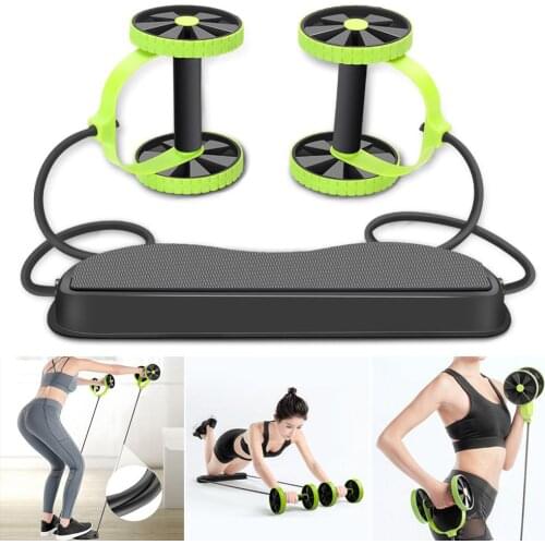AB Wheels Roller Stretch Elastic Abdominal Resistance Pull Rope Tool AB Roller For Abdominal Muscle Trainer Exercise Fitness Gym