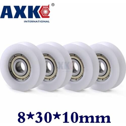 608zz Promotion Rolamentos Rodamientos Axk 608u 10pcs U Nylon Plastic Embedded 608 Groove Ball Bearings 8*30*10mm Guide Pulley