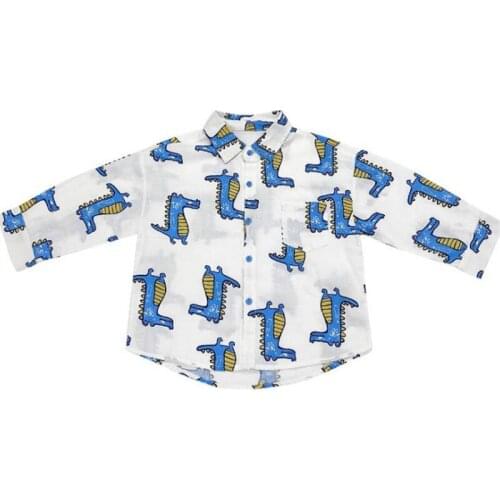DFXD Kids Boys Shirt 2020 New Autumn Cotton Outfit Long Sleeve Cartoon Dinosaur Blouse Children Clothing Boy Shirts Tops 1-7Year