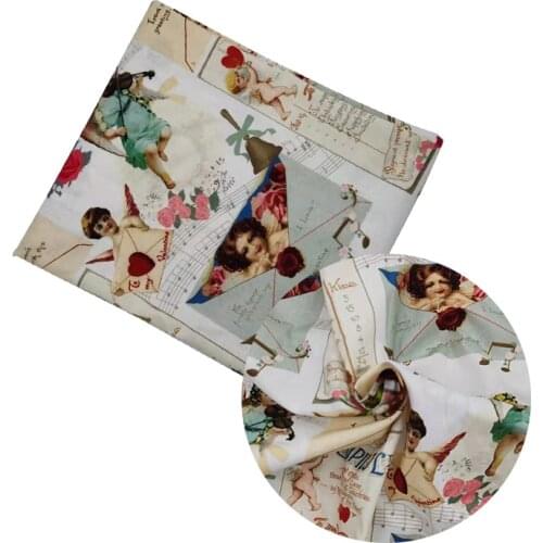Beautiful Digital Printing 100%Cotton Fabric White Bottom Cupid Angel Pattern Sewing Material Children Fabric Diy Shirt Clothing