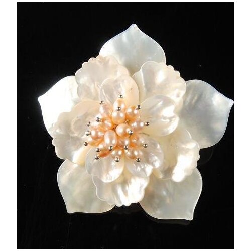 Unique Pearl Jewelry White Color Real Sea Shell Pink Freshwater Pearls Handmade Flower Pin Brooch Wedding Gift Fine Jewelry