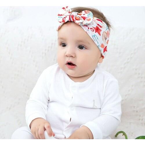 Bohemian Printed Baby Headband Soft Bowknot Children Turban Summer Girls Traceless Headwraps Stretchy Hairband Photo Props 2021