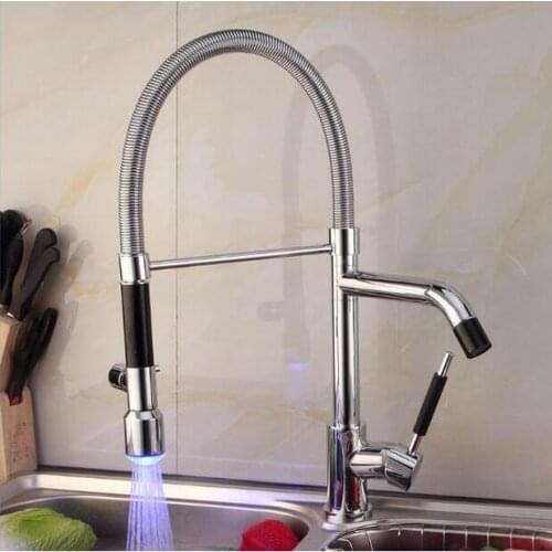 Free Shipping pull out Kitchen faucet Luxury water tap chrome swivel kitchen sink Mixer tap kitchen vanity faucet sink faucet