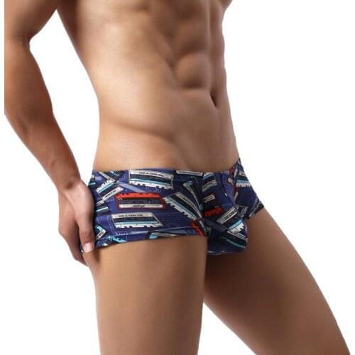 Funny Men Underwear Mini Boxer Shorts Cartoon Printed Trunks U-convex Pouch Male Panties Masculina Cuecas Gay Tangas Hombre