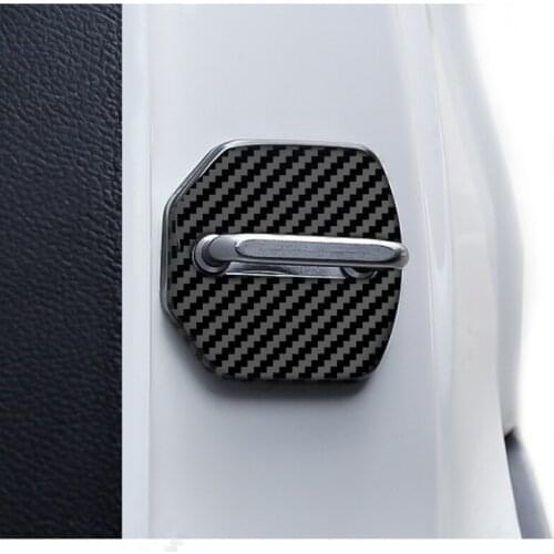 Carbon Fiber Car Door Lock Protective Cover For Ford Fiesta EcoSport ESCORT focus 1 focus 3 focus 2 Accessories Car Styling