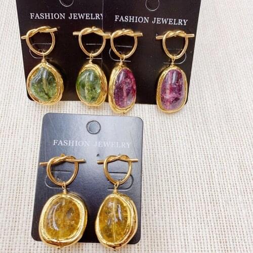 Woman Crystal Earring 24K Gold Shiny Earrings 2020 Trendy Earring For Lady Mix Color 3pairs Wholesale Earring