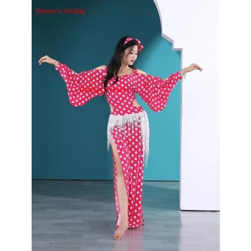 Belly Dance Costume Female Baladi Dot Robe Folk Clothing Long Skirt Women Performance Dress Oriental Dance Practice Dresses