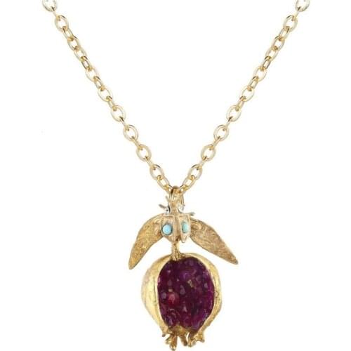 2020 New Vintage Pomegranate Pendant Necklaces For Women Fashion Gold Chain Choker Statement Charm Necklace Ethnic Jewelry Gifts