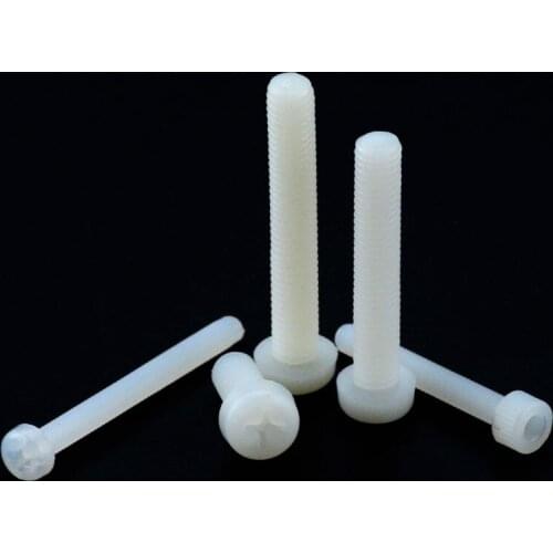 10PCS M6*8 10 12 15 20 25 35 40 Metric Threaded Nylon Plastic Phillips Pan Head Cross Round Screw Bolt Length 8mm-40mm M6x8