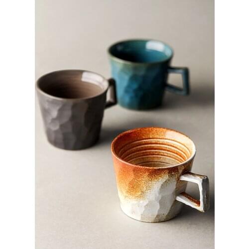280ML Handmade Ceramic Coffee Mug Japan Simple Style Brief Retro Pottery Cups And Mugs With Handgrip Personality Cup 5 Colors