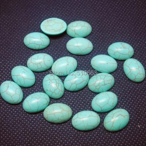 50 Pieces/Lot Blue Turquoisee Cabochon Oval Shape Beads Accessories For Earring or Pendant Size 18x25mm