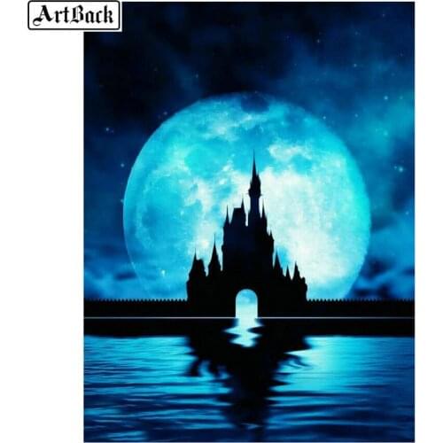 5d diamond painting big moon landscape full square drill diamond mosaic 3d full round diamond embroidery sticker