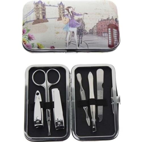 6 in 1 Soft Cover French Paris Pedicure Manicure Set For Women Girl Kid Great Holiday Birthday Christmas Gift Present
