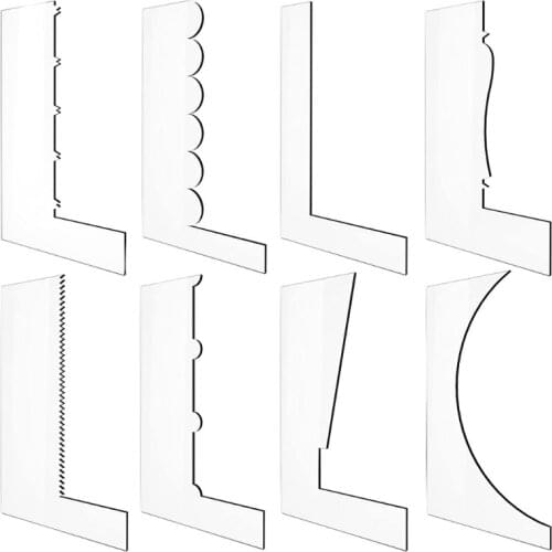 8 Pieces Clear Acrylic Cake Scraper Cake Decorating Comb Saw Tooth Set Cake Edge Scraper Butter Cake Icing Frosting Tool 85DA