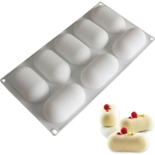 8 Cavity Oval Pillow Shaped Dessert Non Stick Cake Mould No Stain Bakeware Pan M17D