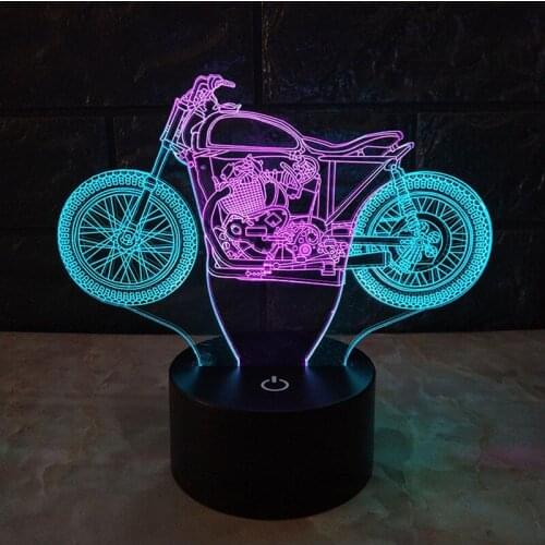Acrylic 7 Color 3D Lamp Led Night Light Touch USB Motorcycle Table Lamp kIs Gift Bedroom Decoration Lighting