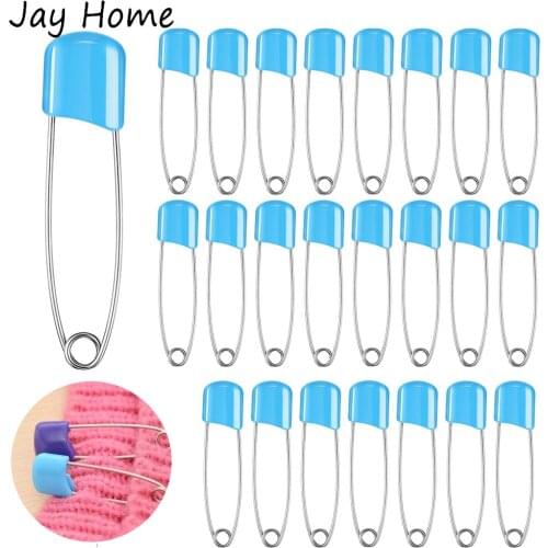 20PCS Diaper Pins Baby Safety Pins 2.2 Inch Plastic Head Cloth Diaper Pins with Locking for Quilting Sewing Stitch Markers