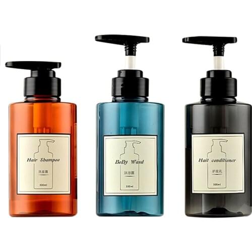 300/500ml Pump Refillable Bottles Shampoo Bady Wash Hair Conditioner Liquid Bottle Hand Press Large Capacity Soap Dispenser