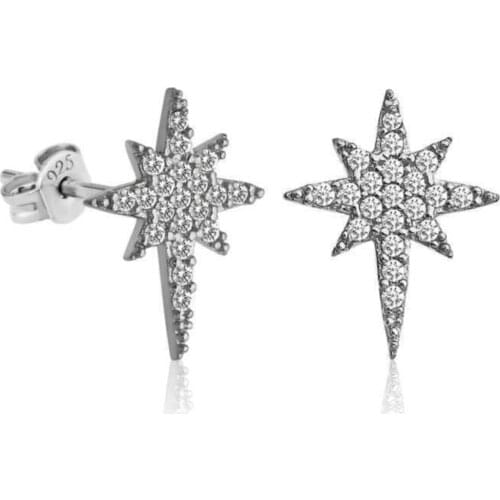 Women Silver Pole Star Earrings