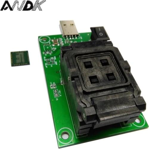 EMCP162 Socket to USB, for BGA162 BGA186 testing, Chip Size 12*16mm, eMCP programmer Clamshell Test Socket For Data Recovery